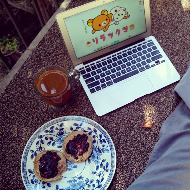 Breakfast on our 3rd floor balcony