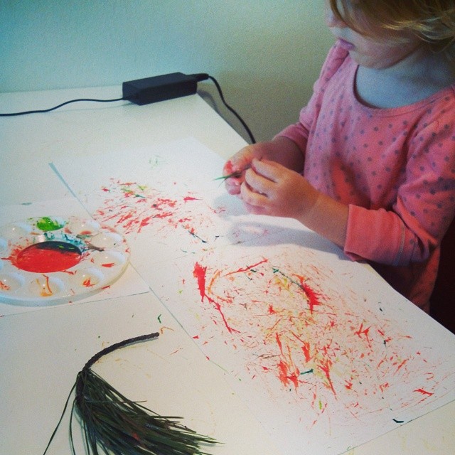 painting with pine needles