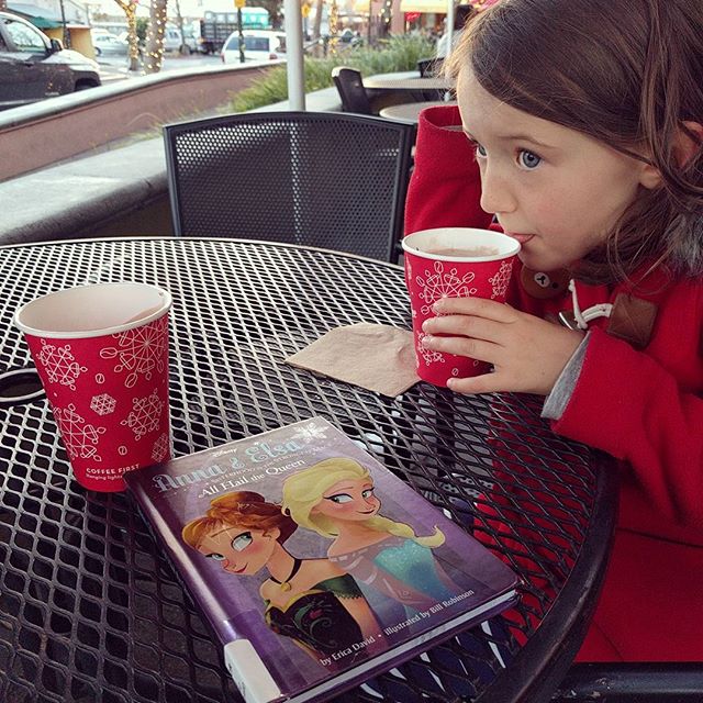 hot chocolate date: reading about ice harvesting and waiting for 4th st to be lit up!