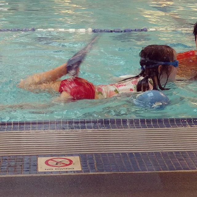 So glad we found aqua tech swim school. Clover put her face in the water today! Success!