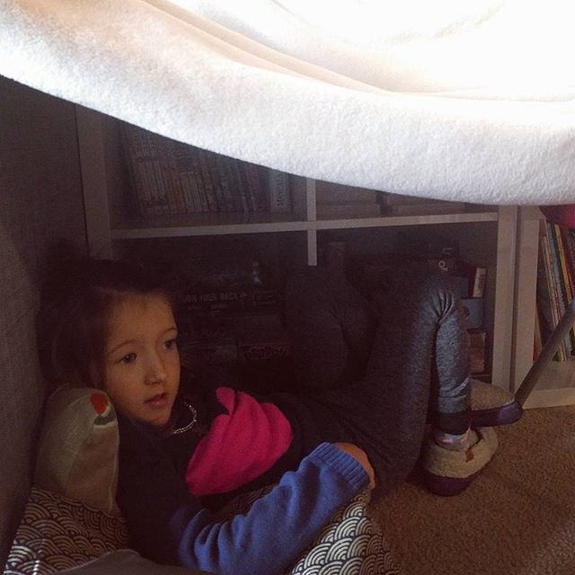 in her tent